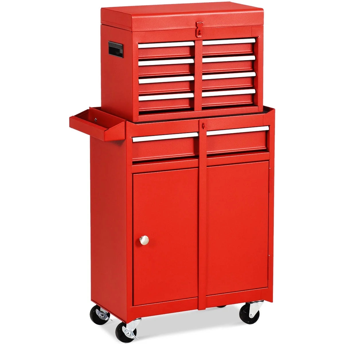2 in 1 Tool Chest & Cabinet with 5 Sliding Drawers Red Y238