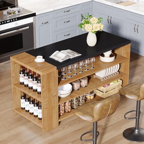55" Wood Kitchen Island with Storage A97630