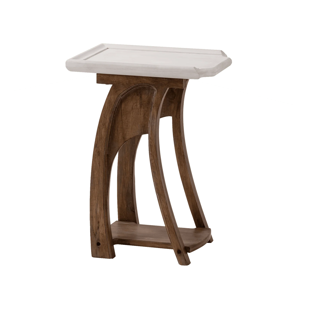 Rustic Tray Top End Table White Brown Rectangle L856665