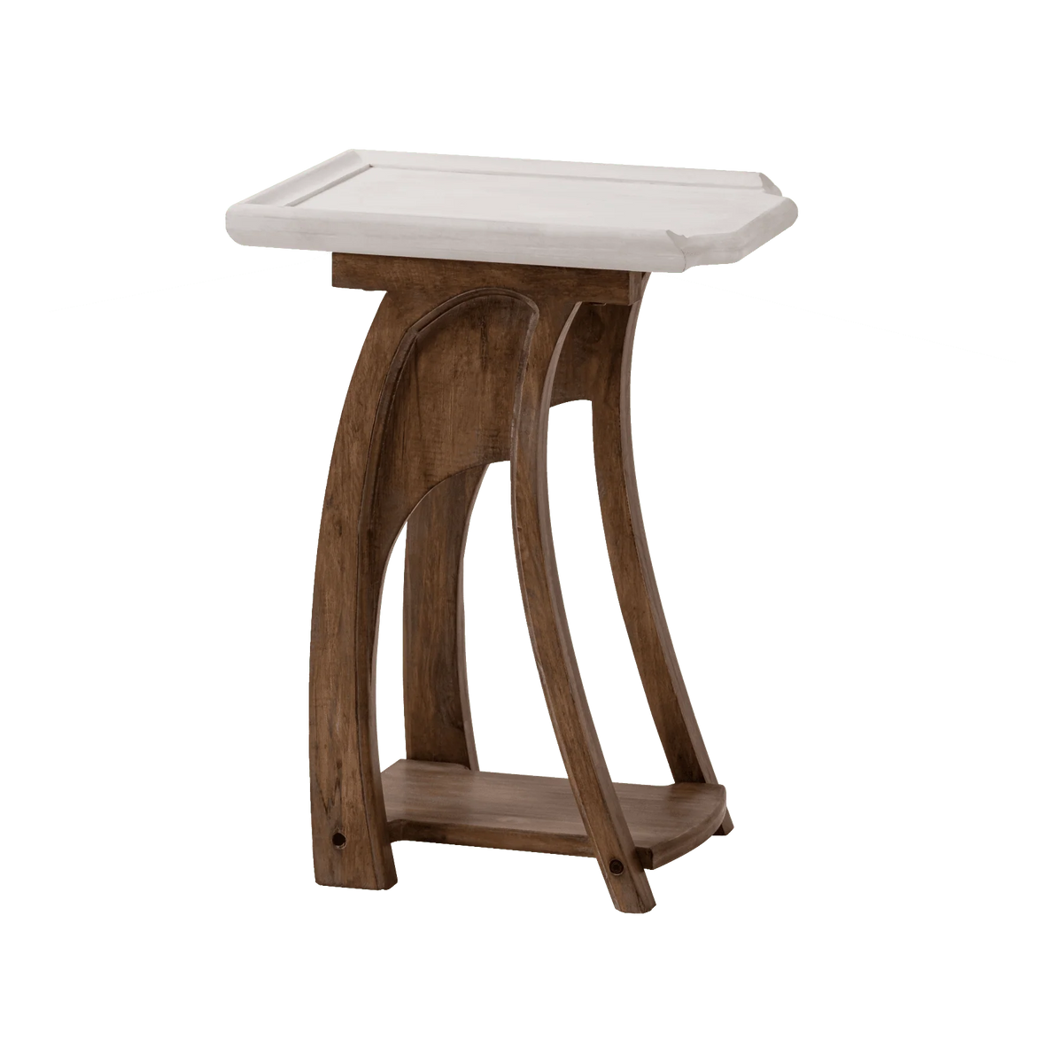 Rustic Tray Top End Table White Brown Rectangle L856665