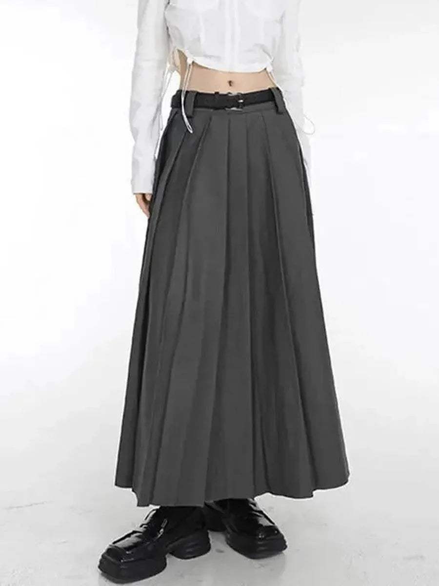 Dark Pleated Midi Skirt K71296