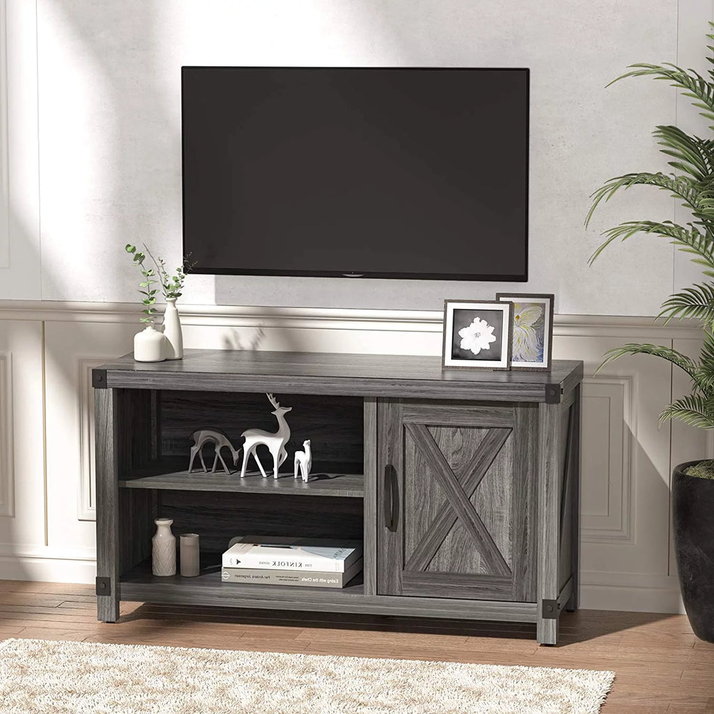 Grey Wood TV Stand with Storage A812705