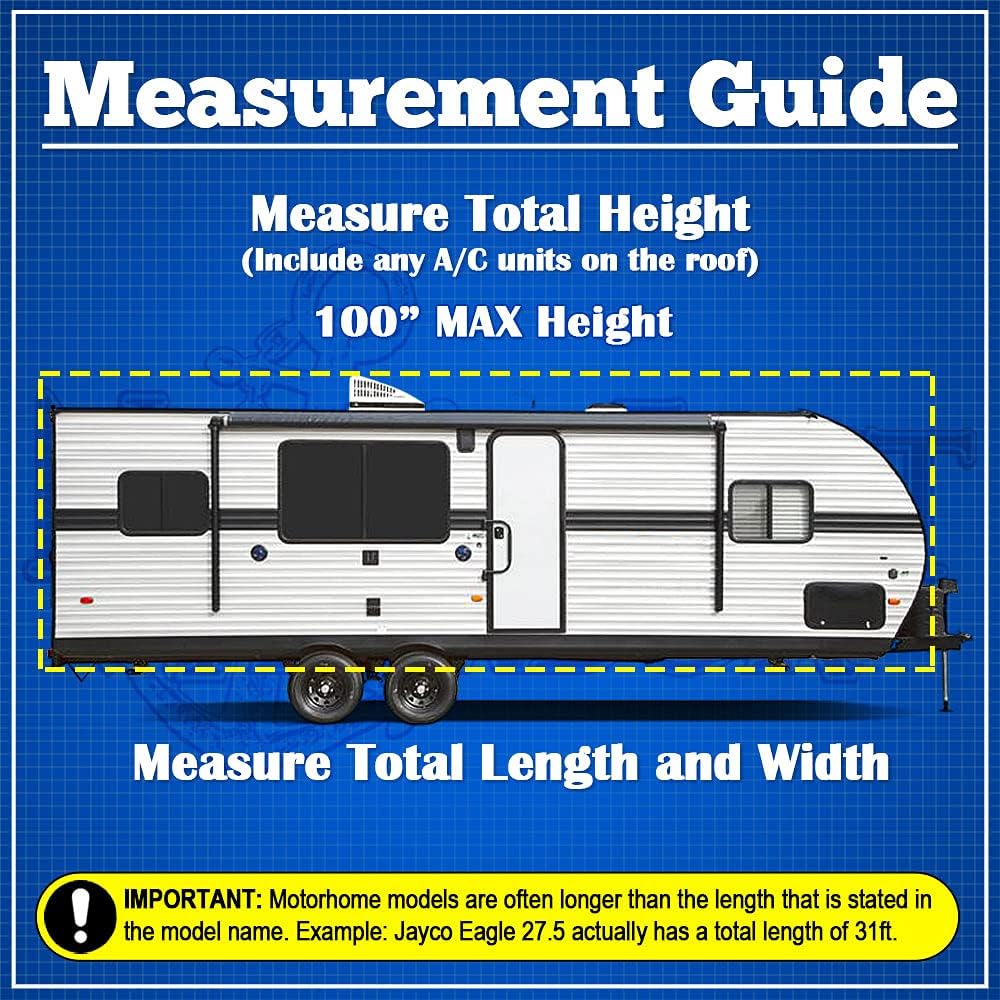 Gray RV Cover for 22'-24' Travel Trailer Camper Q881