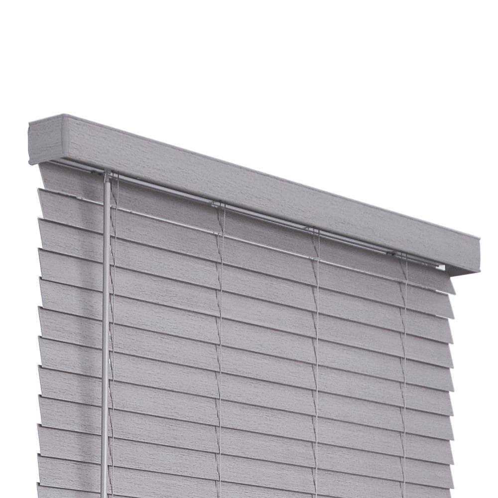 Cordless Gray Faux Wood Room Darkening Horizontal Blinds H13570