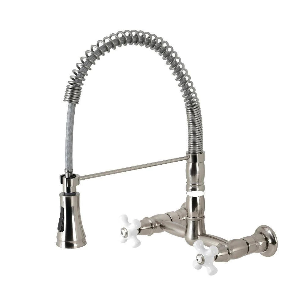 Brushed Nickel Wall-Mount Pull-Down Kitchen Faucet V90581