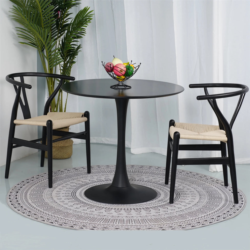 Black 3 Piece Round Dining Table Set L3598