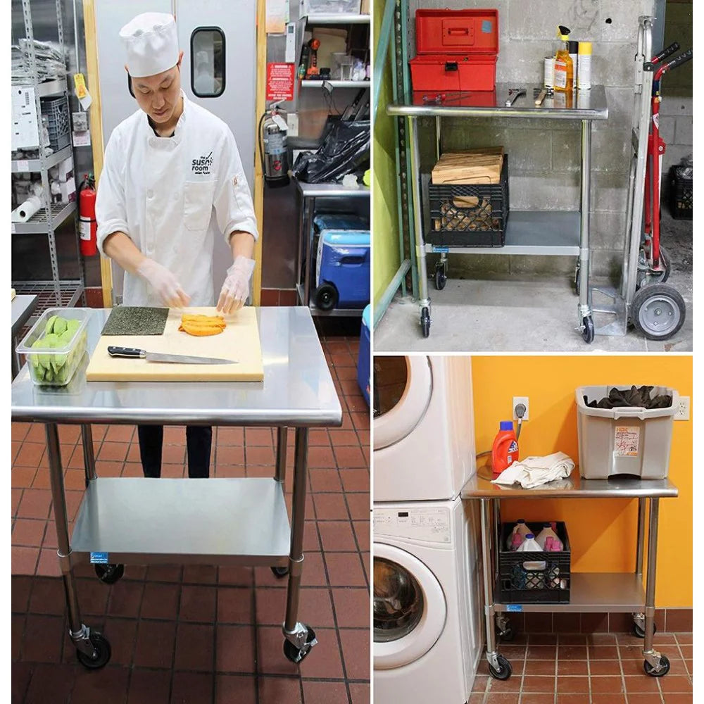 96" x 30" Stainless Steel Work Table with 2 Shelves I91087