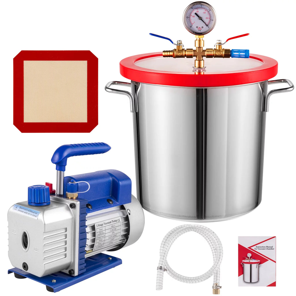 3.6CFM Dual Stages Vacuum Pump with Manifold Gauge Set E7357