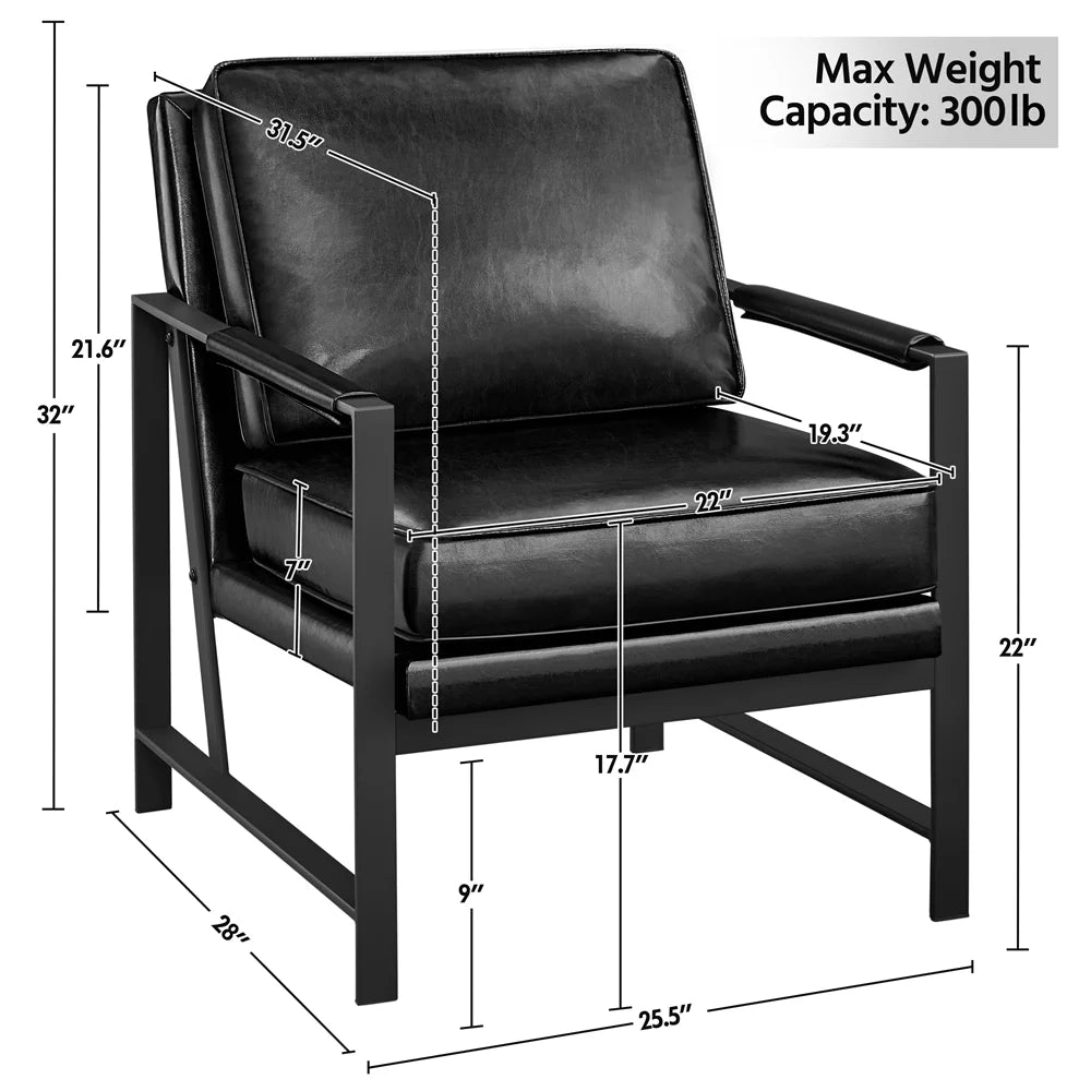 Brown Faux Leather Accent Chair with Metal Frame C144
