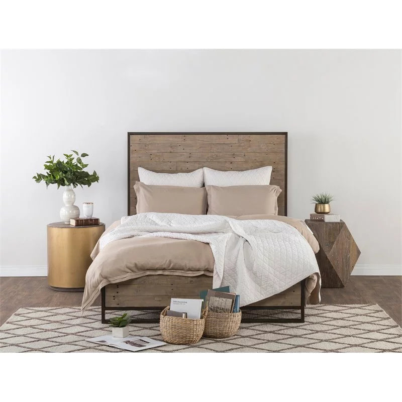 Wood and Metal End Table Set of 2 A344