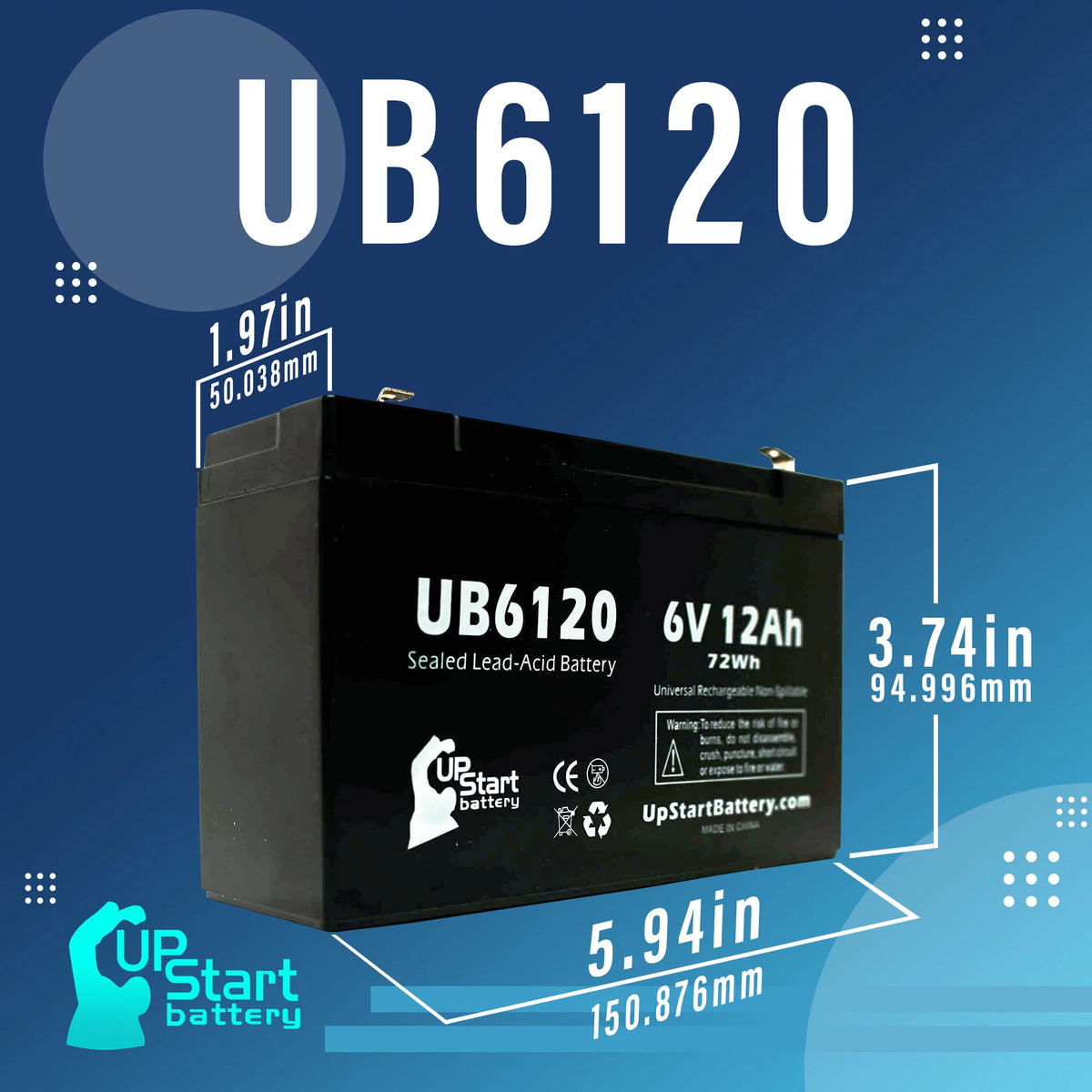 4x Pack 6V 12Ah Sealed Lead Acid Battery Y817