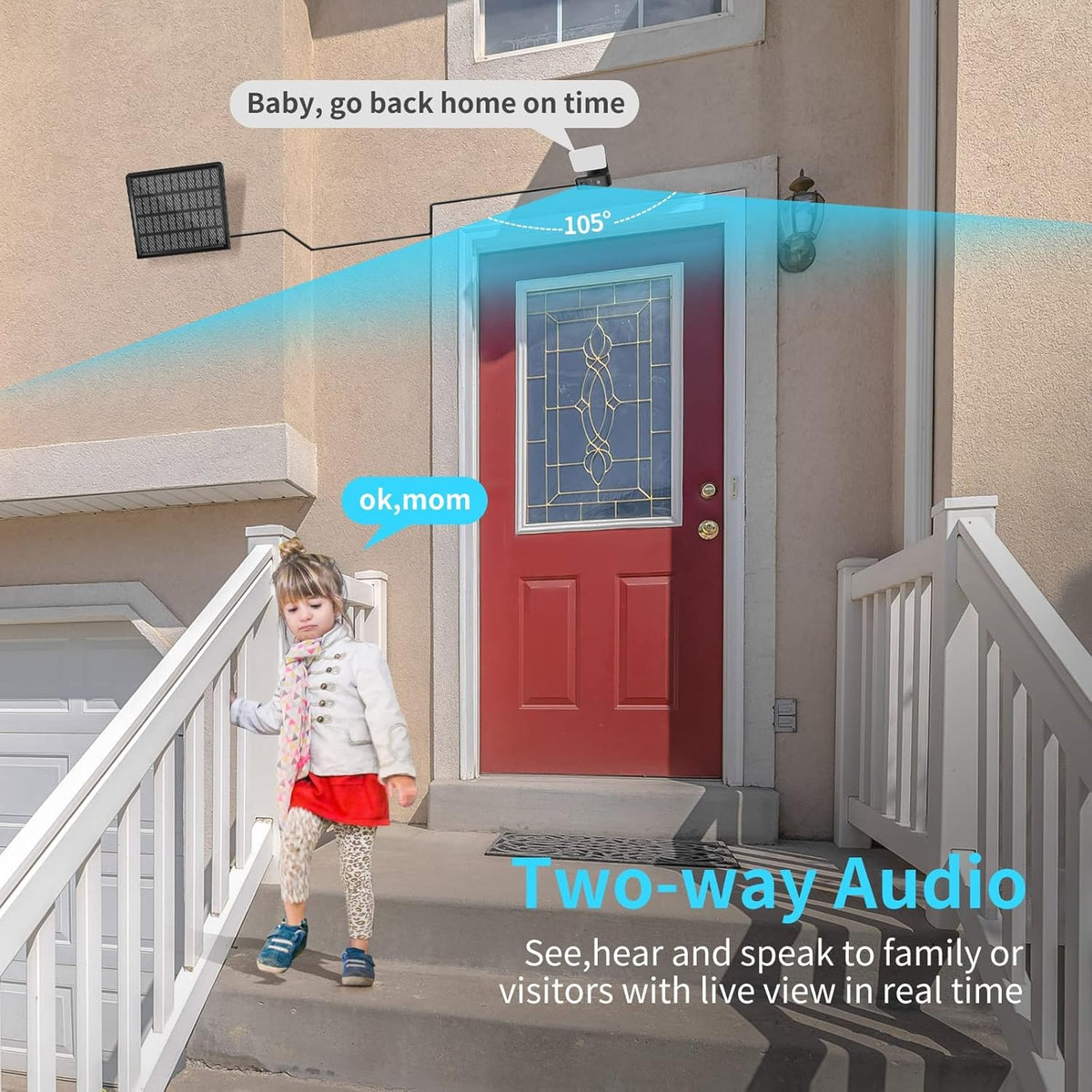Wireless Solar Battery Powered Outdoor Security Camera with 2-Way Audio and IP66 Waterproof C9659