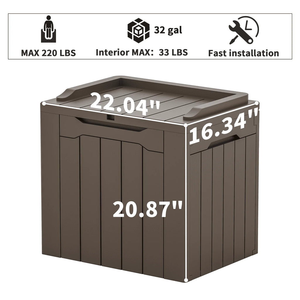 Black 32 Gallon Outdoor Resin Deck Box with Seat R3545