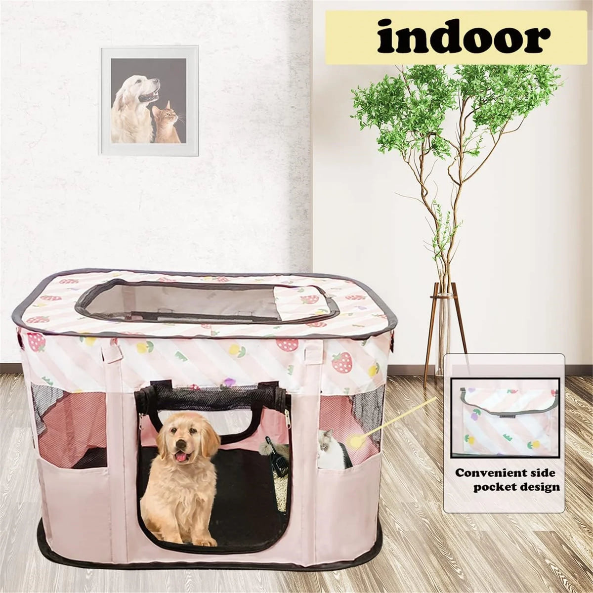 Foldable Cat Playpen with Carrying Case C33244