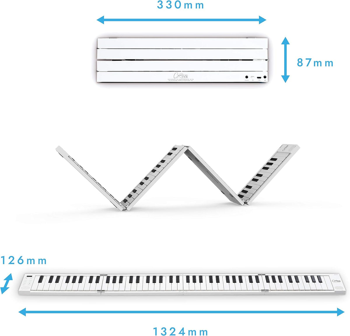 White Portable 88 Key Digital Piano Keyboard with Rechargeable Battery D14104