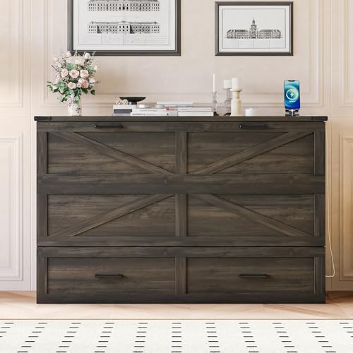 White Queen Murphy Cabinet Bed with Charging Station K25798