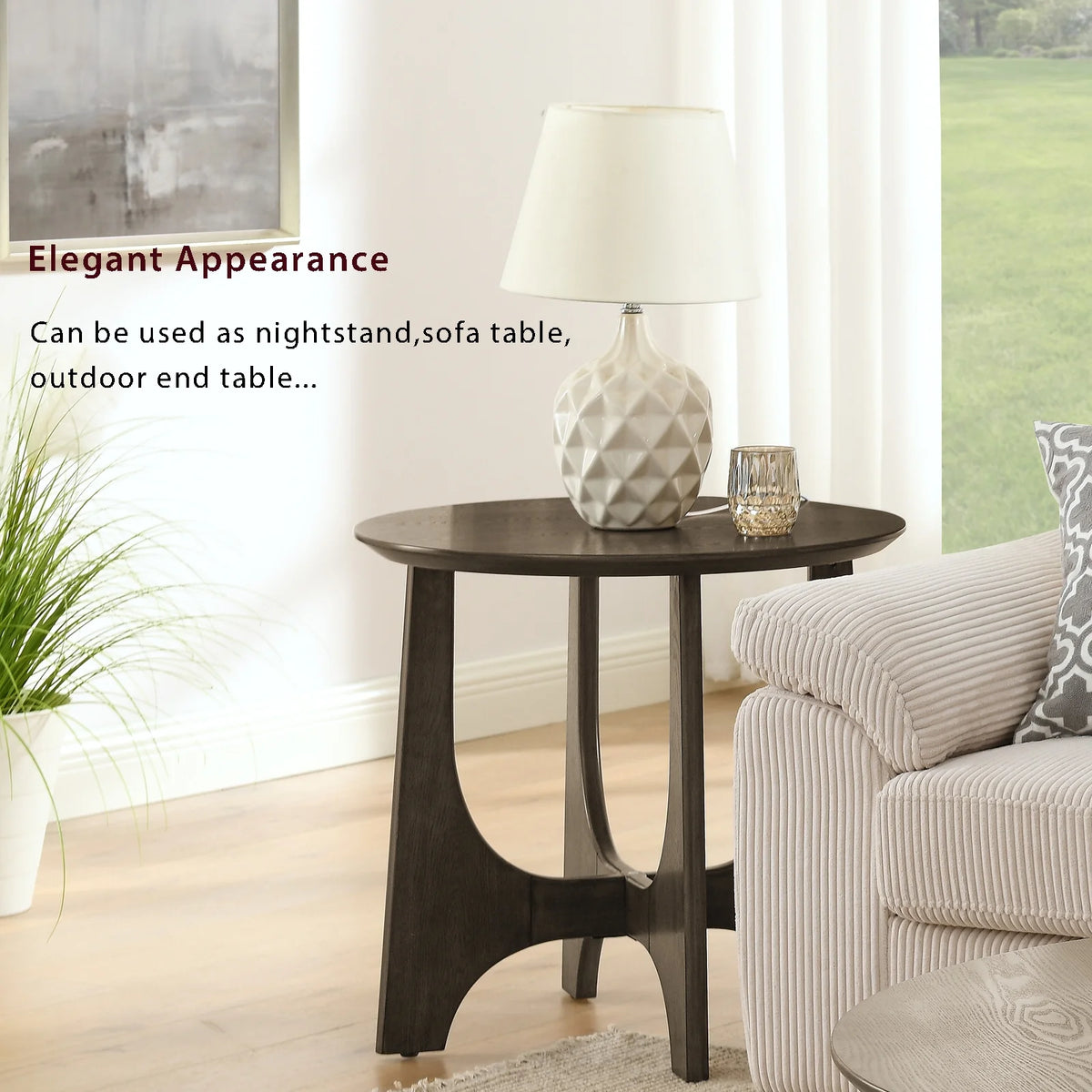 Round Wooden Side Table K983610