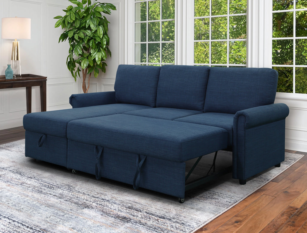Navy Blue Storage Sofa Bed Reversible Sectional B2094