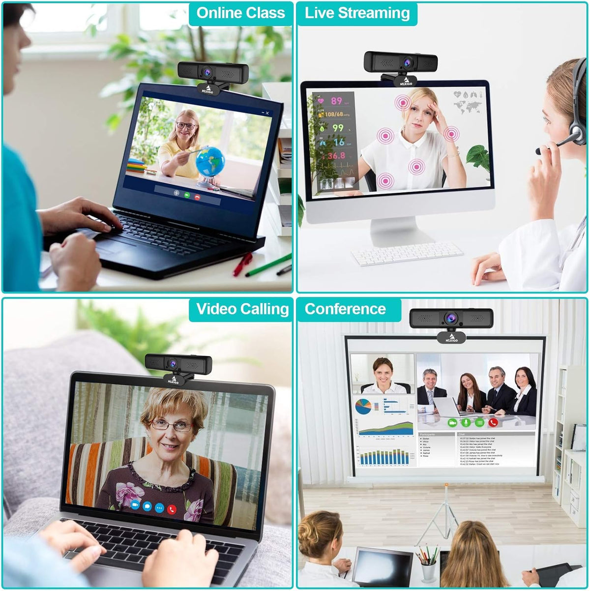 2K 4MP Zoomable Webcam with Privacy Cover & Dual Microphone J45667