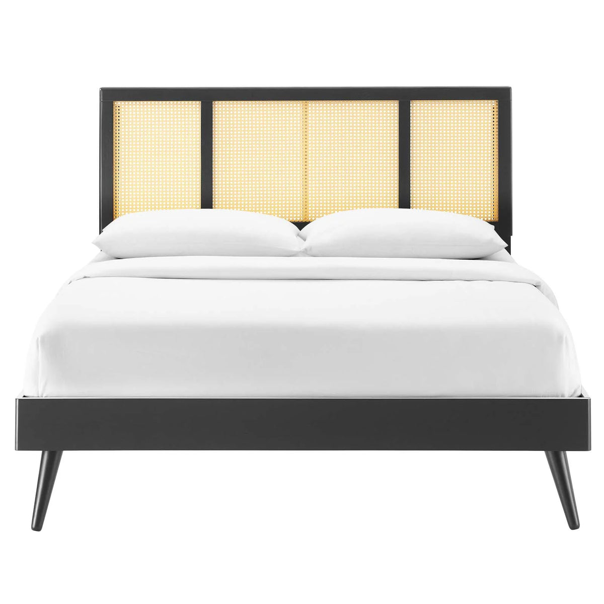 Queen Size Black Wood Platform Bed Frame N865