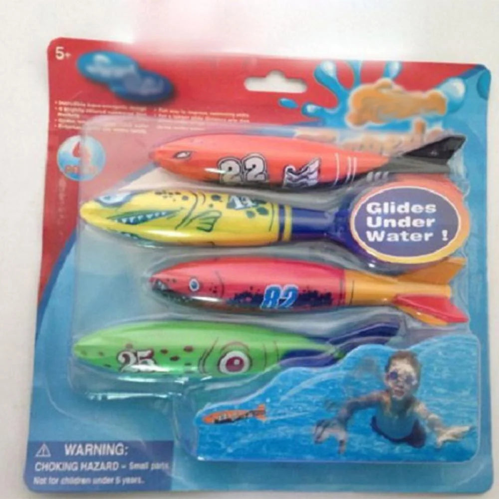 4 Colorful Pool Diving Shark Toys M443869