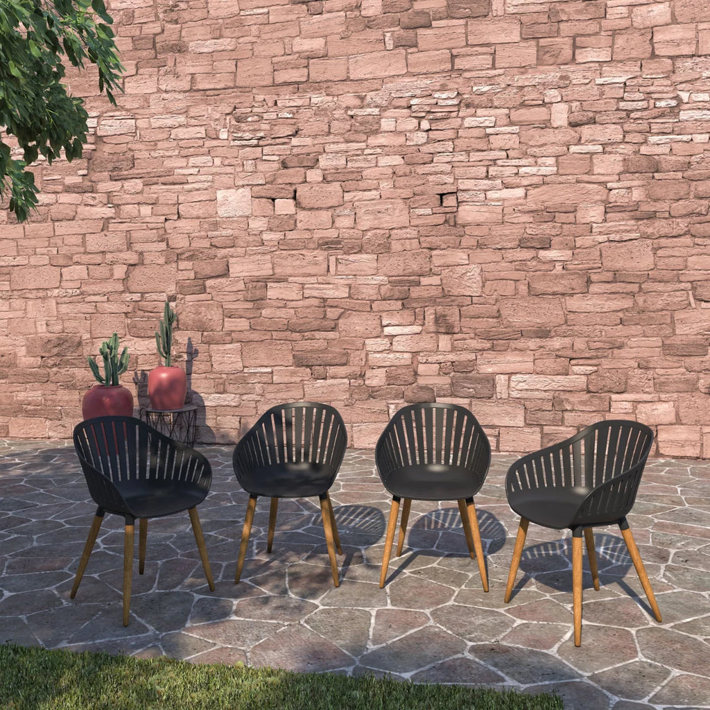 4-Piece Chair Set with Teak Finish Legs J61141