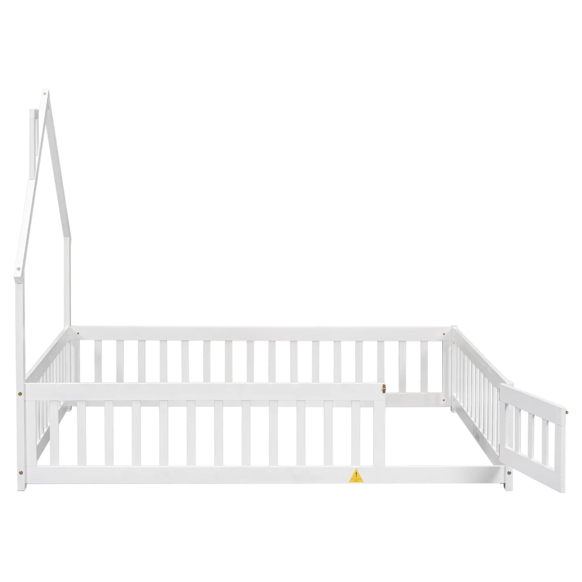 Grey Twin Size Wood Floor Bed with Fence O1829