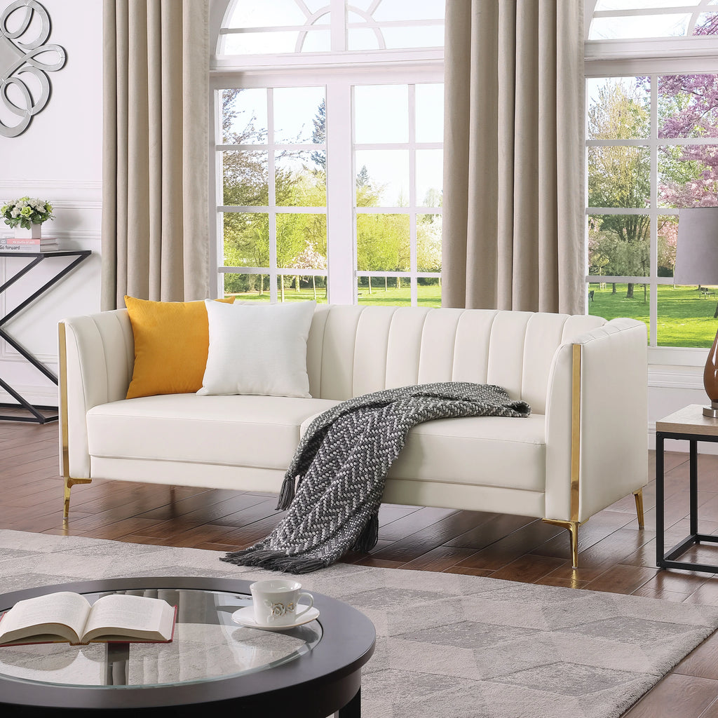 3 Seater PU Leather Sofa with 2 Pillows I5548