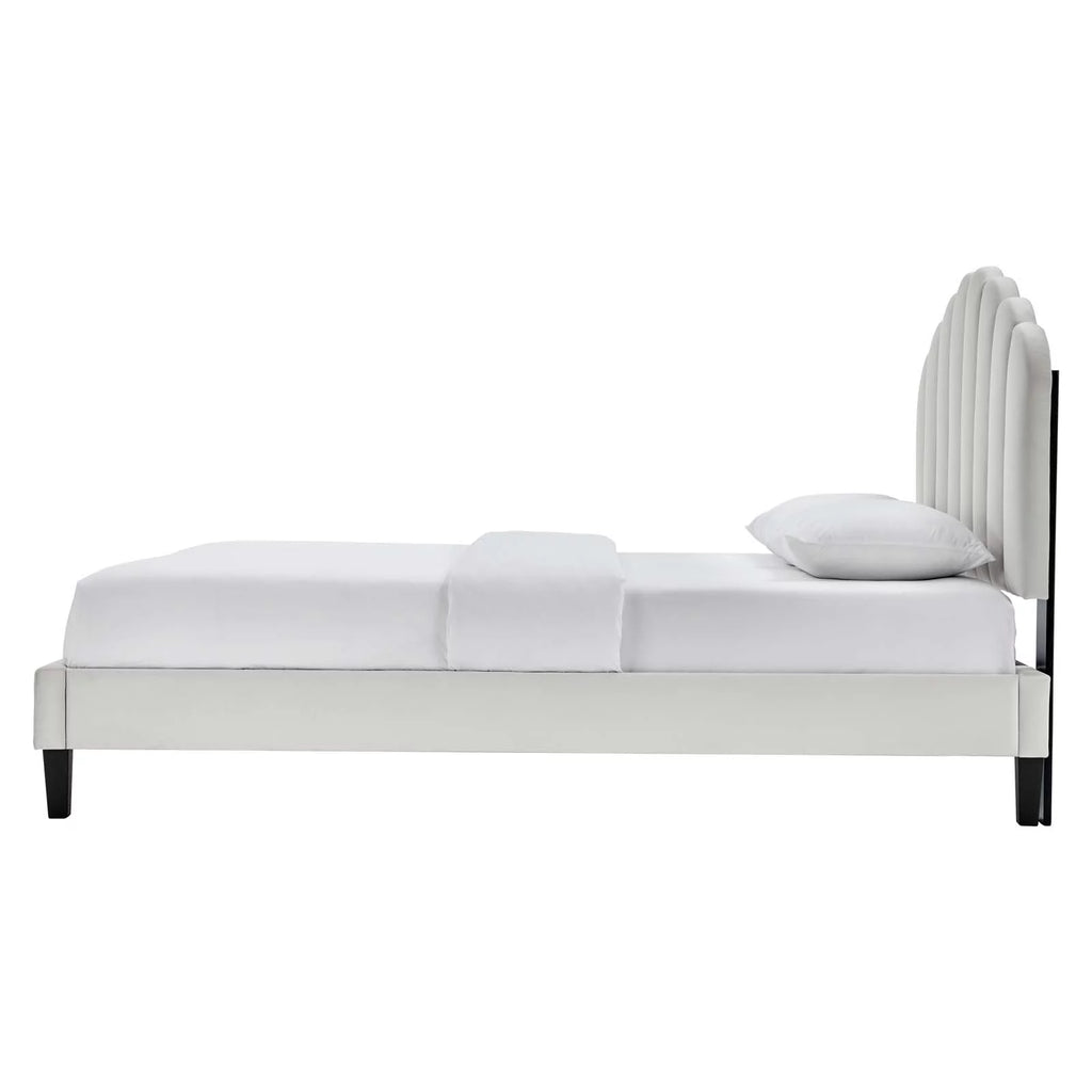 Queen Size Grey Velvet Platform Bed Frame M180