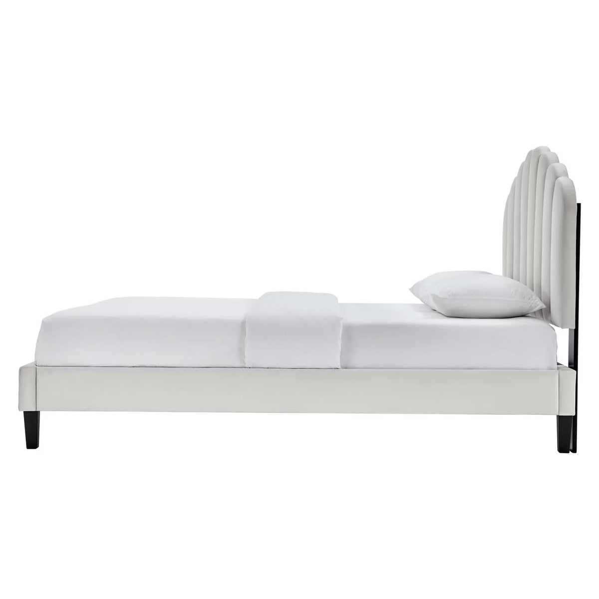 Queen Size Grey Velvet Platform Bed Frame M180