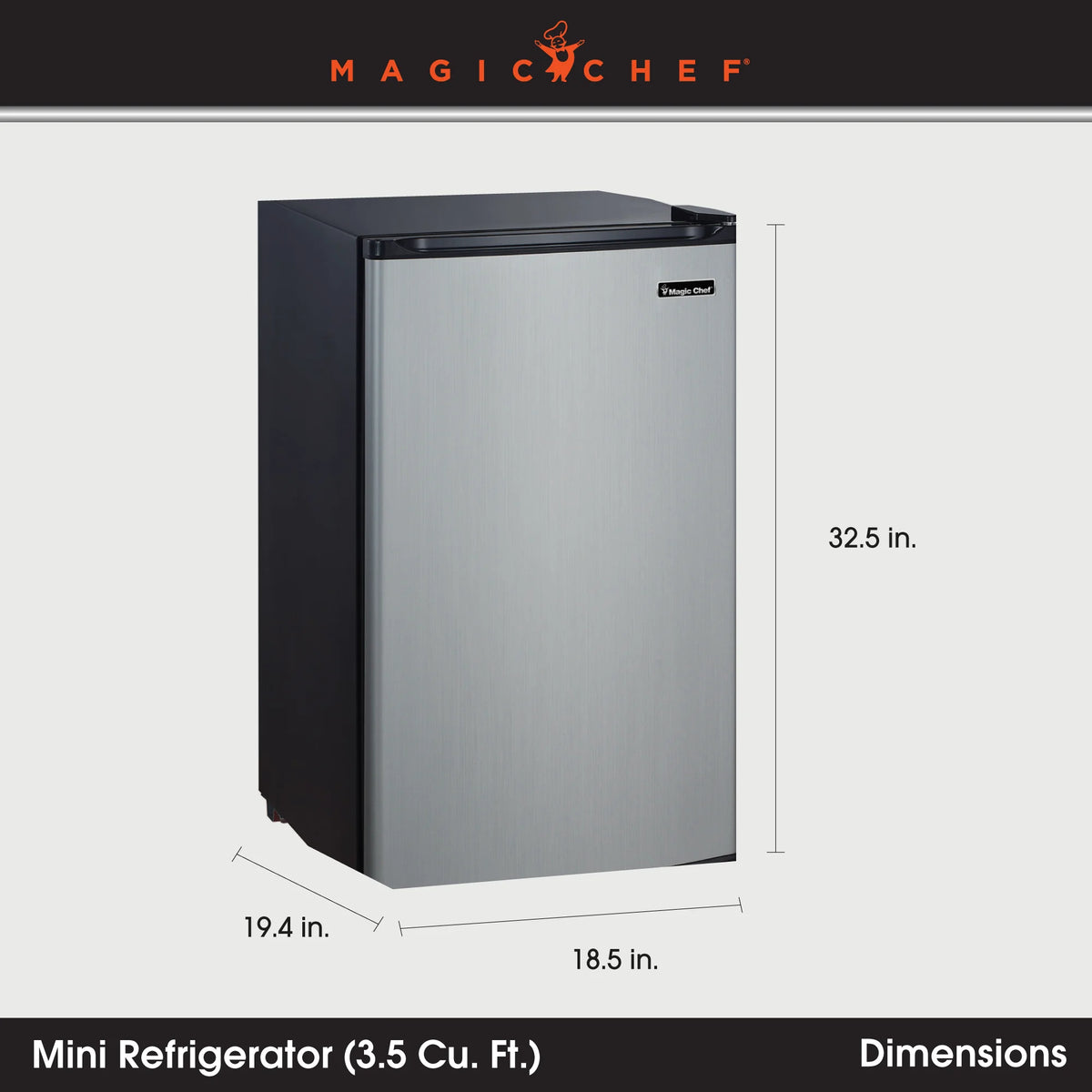 18.5 inch 3.5 Cu. ft. Compact Refrigerator Single Door B918