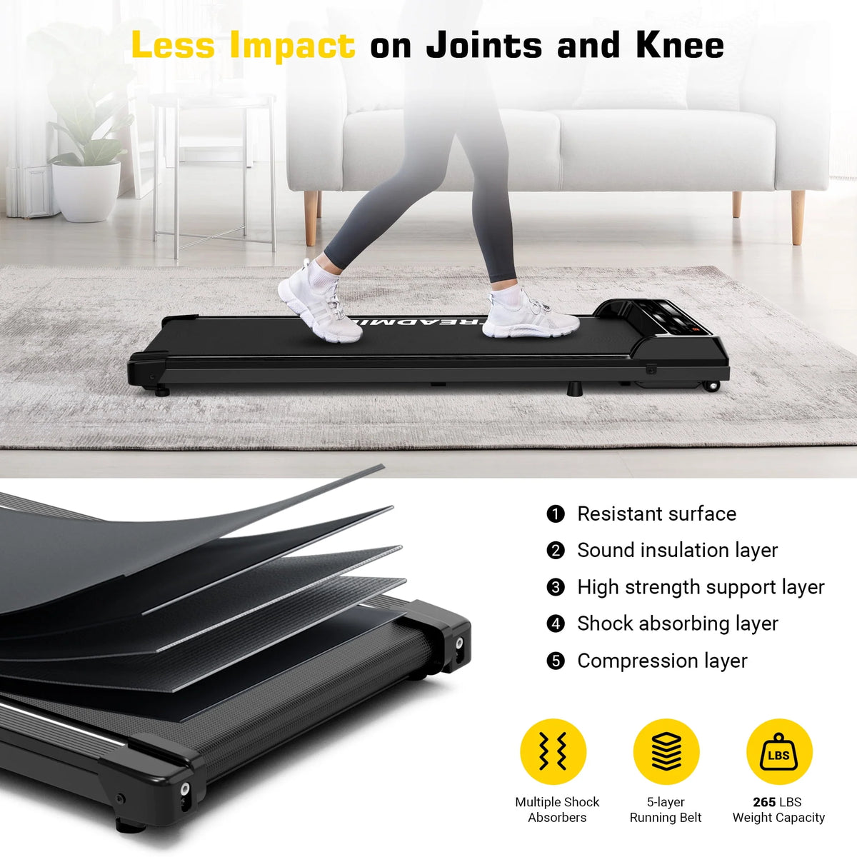 Black Portable Under Desk Treadmill Walking Pad C1197
