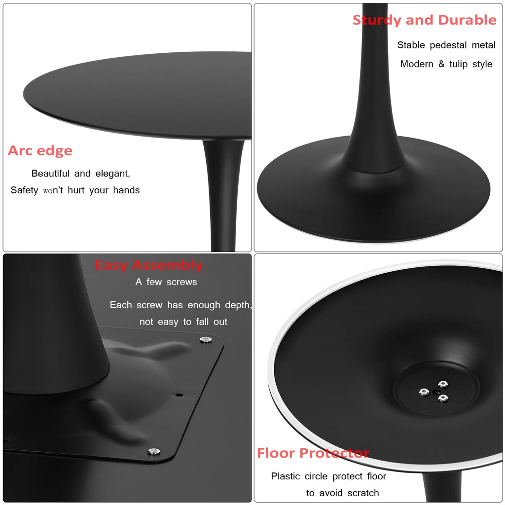 Black 3 Piece Round Dining Table Set L3598