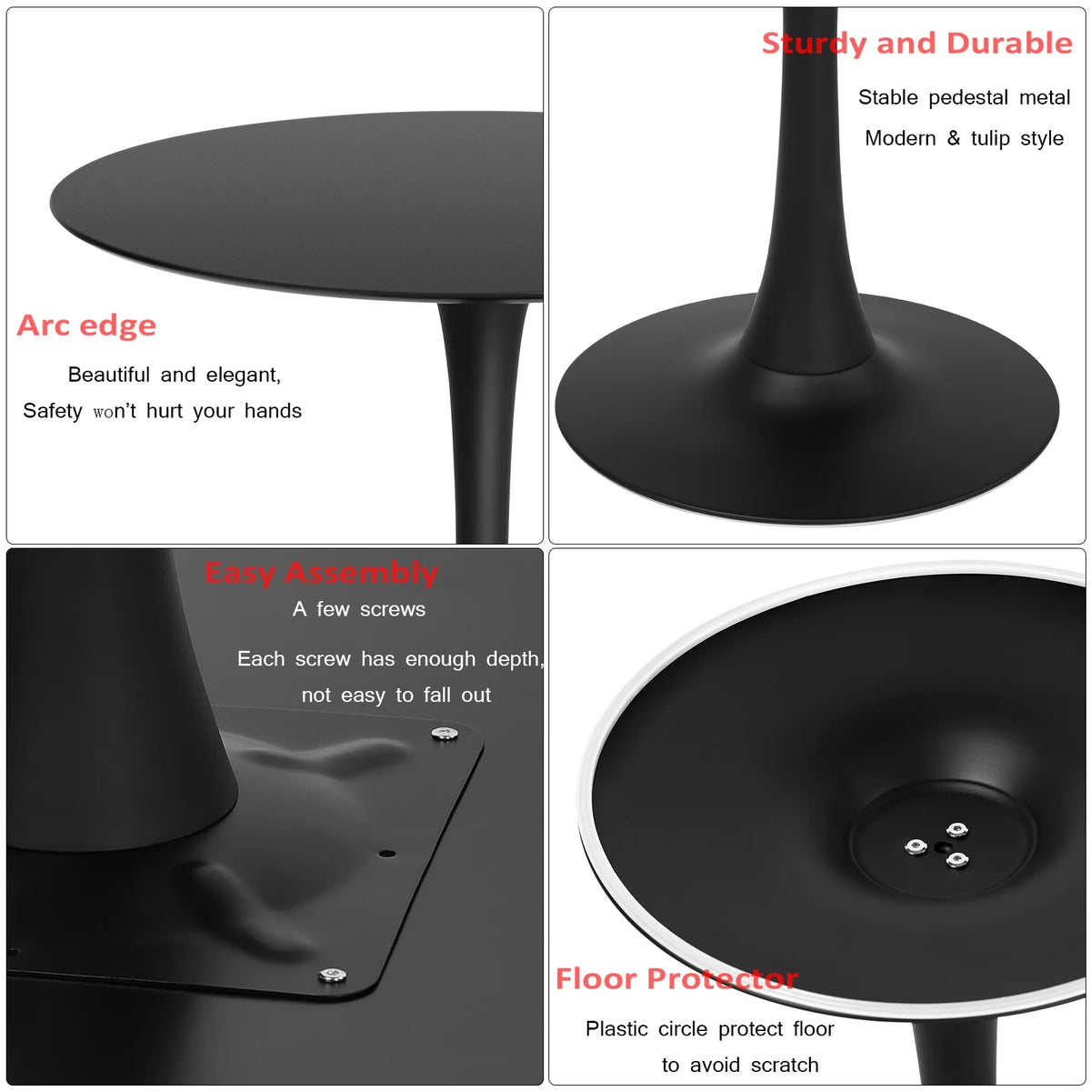 Black 3 Piece Round Dining Table Set L3598