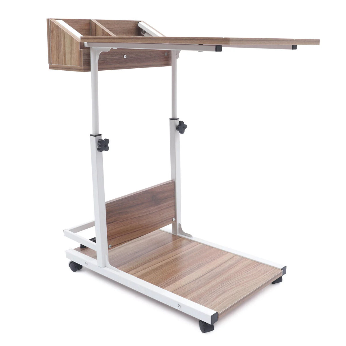 Wooden Bed Side Table with Storage and Wheels A180