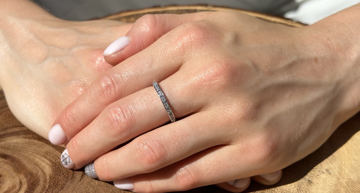 14K Rose Gold Half Eternity Band 0.12ct Natural Diamond Aquamarine O5044