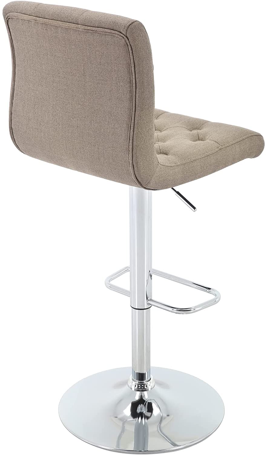Tufted Swivel Bar Stool with Back, Fabric Upholstered Armless Bar Chair A59753