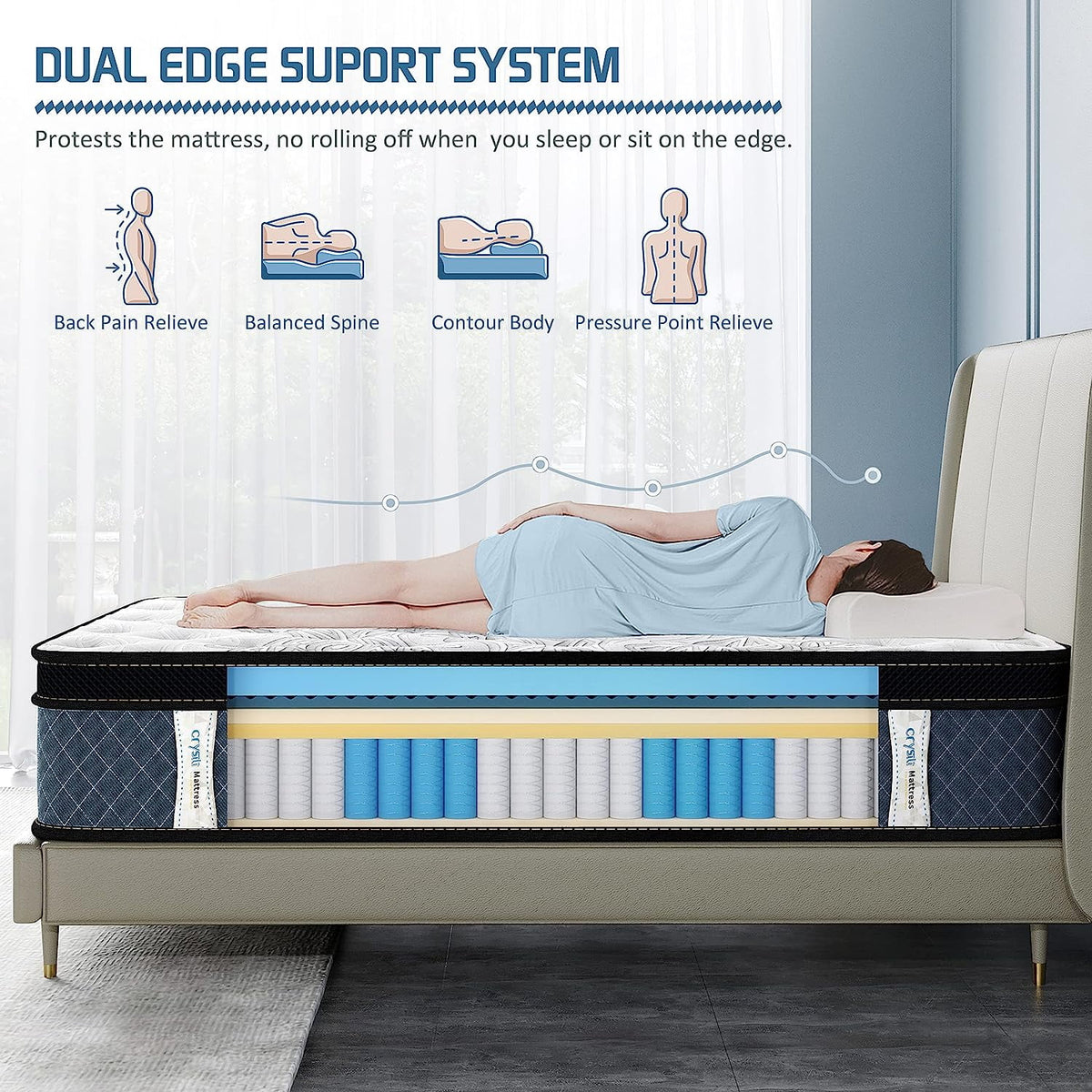 Queen Size Memory Foam Innerspring Hybrid Mattress G74800