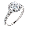 1.85 CT Round Diamond Halo Ring, 14K White Gold, Size 6.5 N812