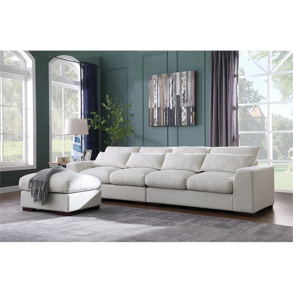 Beige Fabric Reversible Sectional Sofa & Ottoman M394190