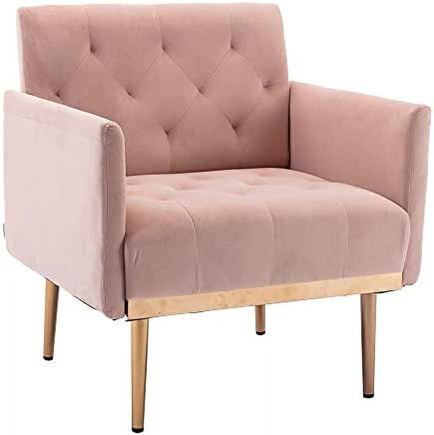 Pink Velvet Single Sofa Arm Chair with Metal Legs V688
