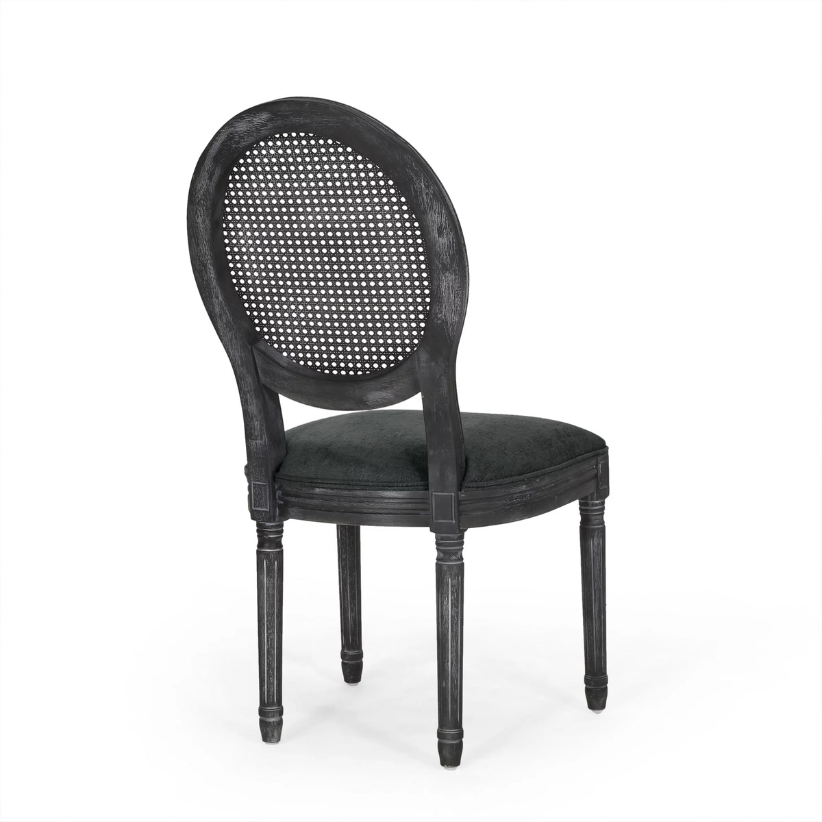 Upholstered Wood and Cane Dining Chairs, Set of 4 I5898