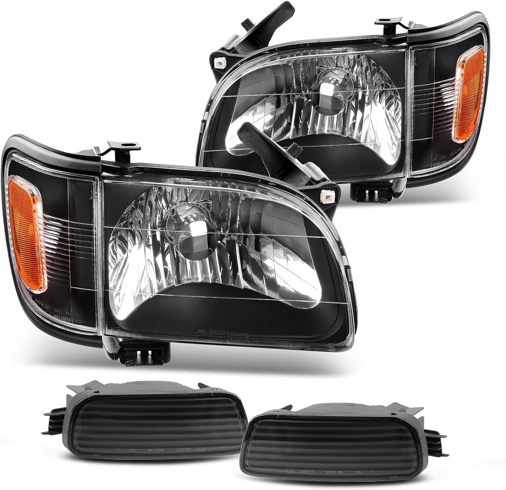 Black Housing Headlight Assembly with Bumper Lights W8474