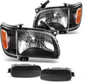Black Housing Headlight Assembly with Bumper Lights W8474