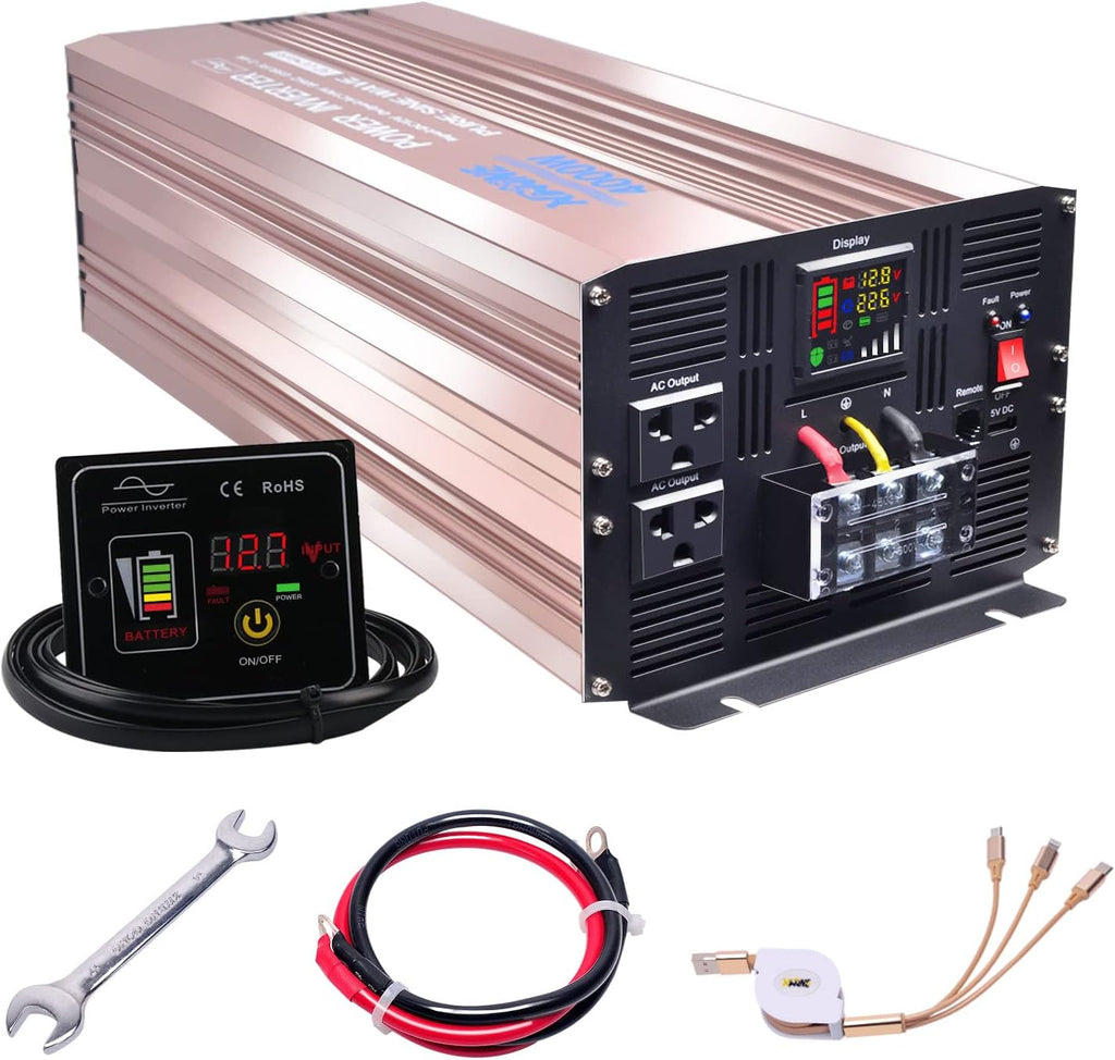 500 Watts Power Inverter 12V to 110V Pure Sine Wave with LED Display and 4.2A USB Charging Ports & 2 AC Outlets Pack of 2 O657