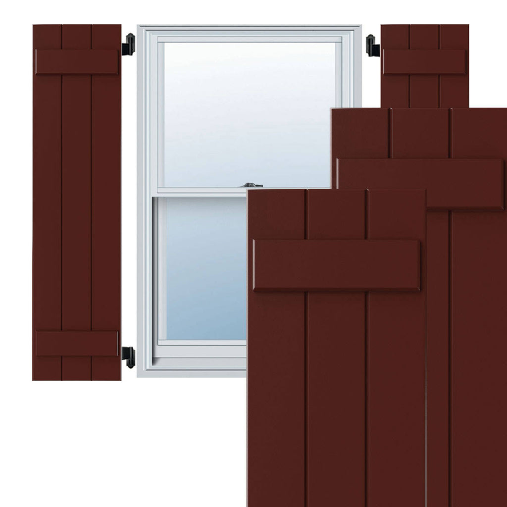 CWB12X064CRC 12x22W x 64x22H Exterior Three Board (2 Batten) Composite Board-n-Batten Shutters (Per Pair) Z9309