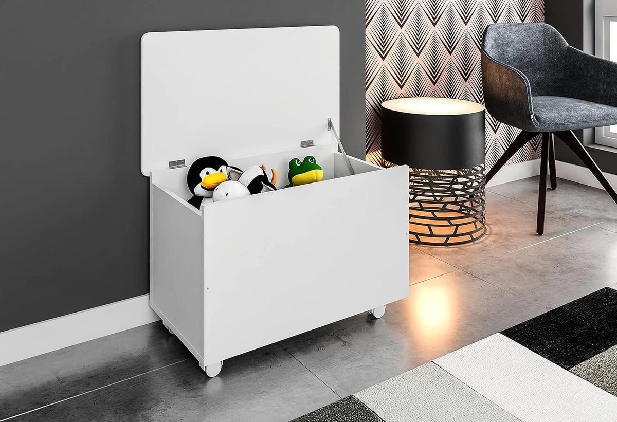 White Engineered Wood Storage Trunk with Lid A5951