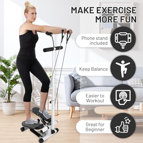 Adjustable Height Stair Stepper with Resistance Bands and LCD Monitor H900605