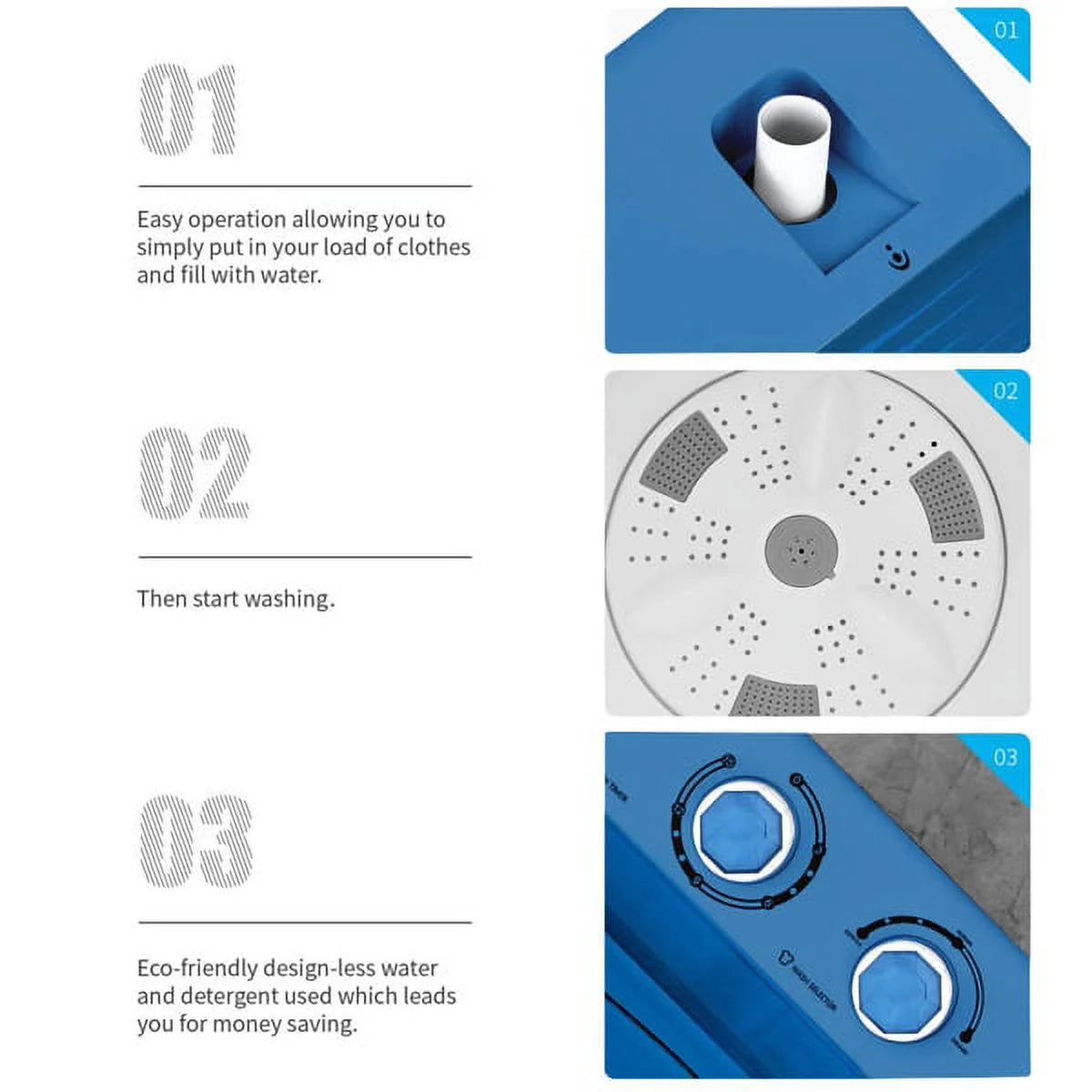 Semi-automatic Twin Tub Washing Machine, White&Blue R348