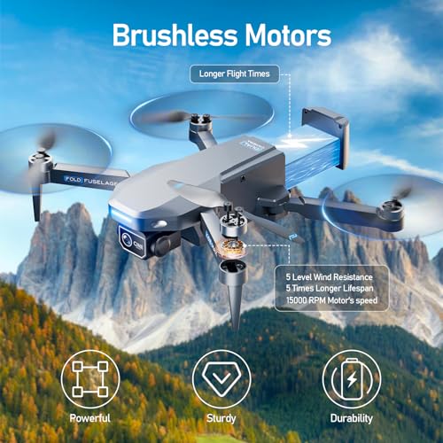 Drone with Camera 1080P FPV Quadcopter Brushless Motor Black N4204